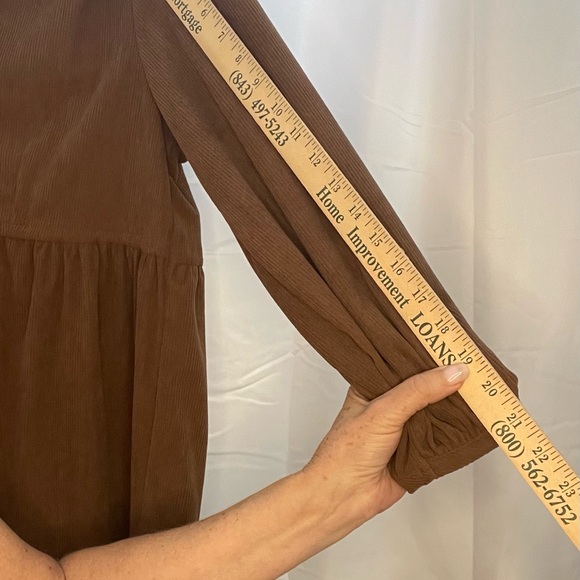 Umgee Brown Corduroy Tiered Dress /Tunic Babydoll Lg - Picture 6 of 7